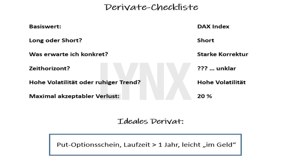 Derivate richtig auswählen: Checkliste DAX Short Trade | LYNX Online Broker
