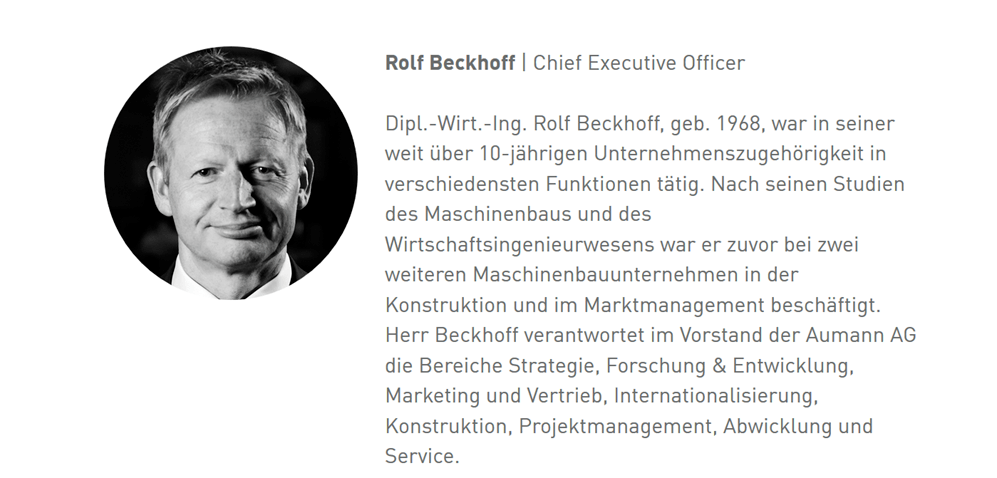 Vita Vorstandsmitglied Rolf Beckhoff - Aumann AG - eine ausführliche Unternehmensanalyse Aumann AG - eine ausführliche Unternehmensanalyse: Vita Vorstandsmitglied Rolf Beckhoff | LYNX Online Broker