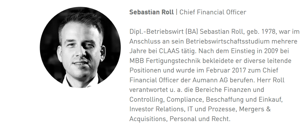 Vita Vorstandsmitglied Sebastian Roll - Aumann AG - eine ausführliche Unternehmensanalyse Aumann AG - eine ausführliche Unternehmensanalyse: Vita Vorstandsmitglied Sebastian Roll | LYNX Online Broker