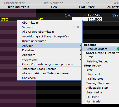 So verwenden Sie die Bracket-Order über LYNX Bracket-Order über LYNX