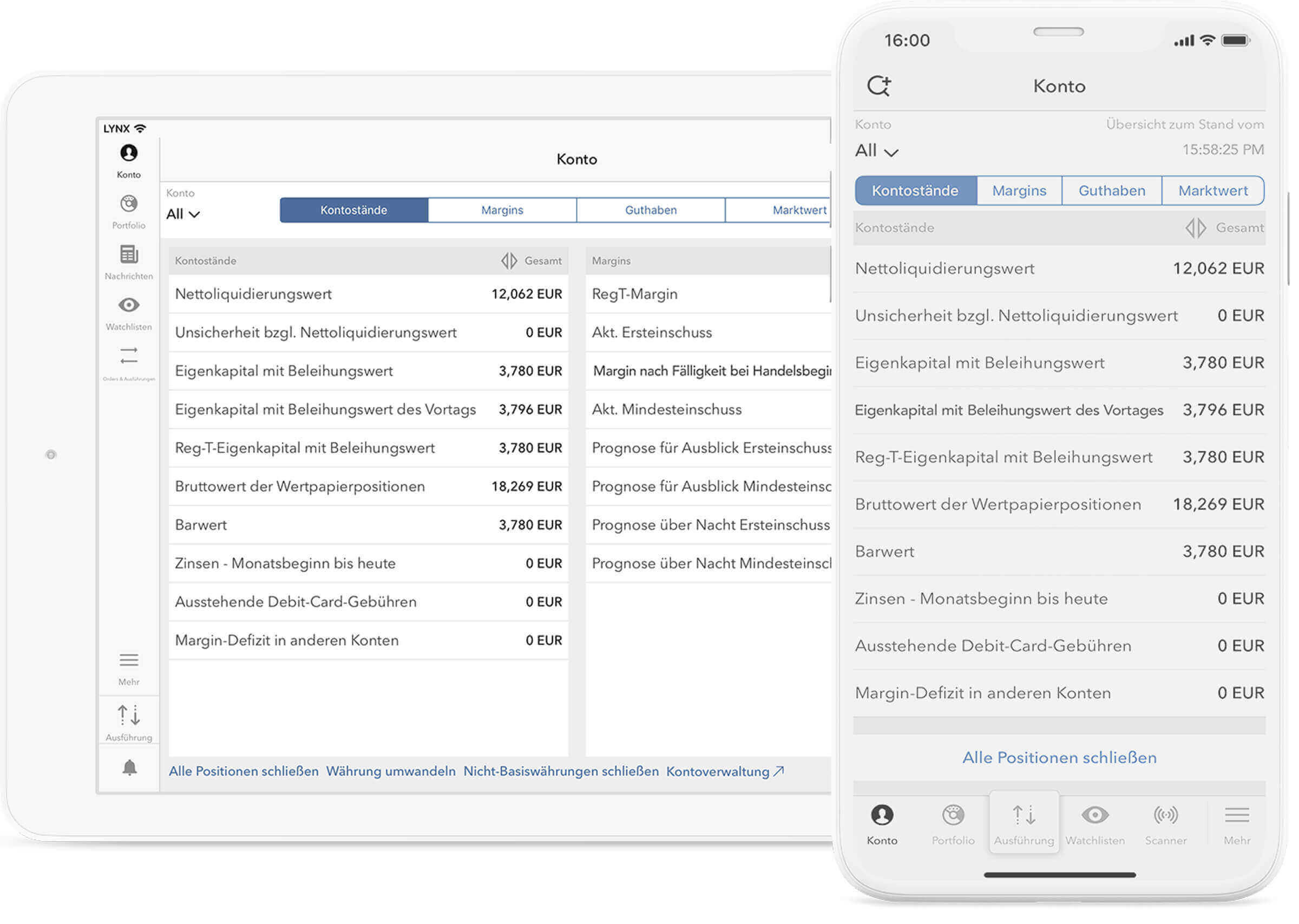 Schnell & einfach mobil die Kontoübersicht behalten mit den LYNX Trading Apps