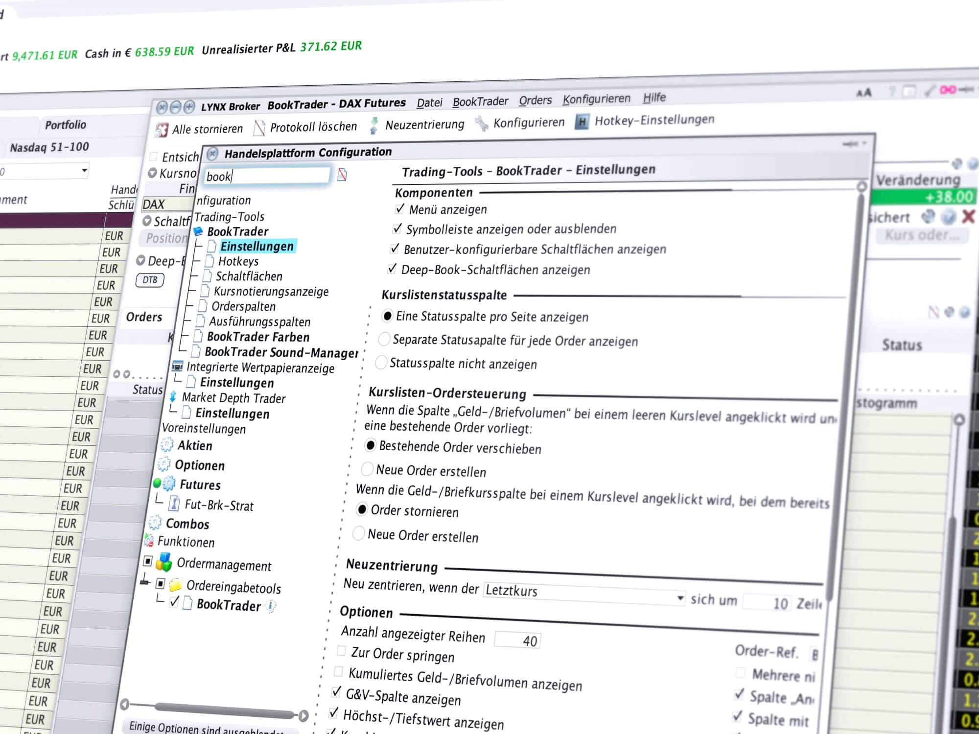 BookTrader: Trading Tool individuell konfigurieren