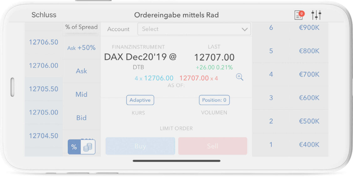 LYNX Trading Apps - mobil mit dem Orderrad die Limitorder festlegen LYNX Trading Apps - mobil mit dem Orderrad die Limitorder festlegen