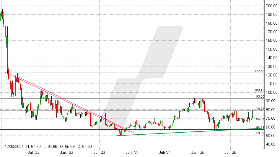 PayPal Aktie: Chart vom 29.10.2025, Kurs: 73,02 USD - Kürzel: PYPL | Quelle: TWS | Online Broker LYNX PayPal Aktie: Chart vom 29.10.2025, Kurs: 73,02 USD - Kürzel: PYPL | Online Broker LYNX